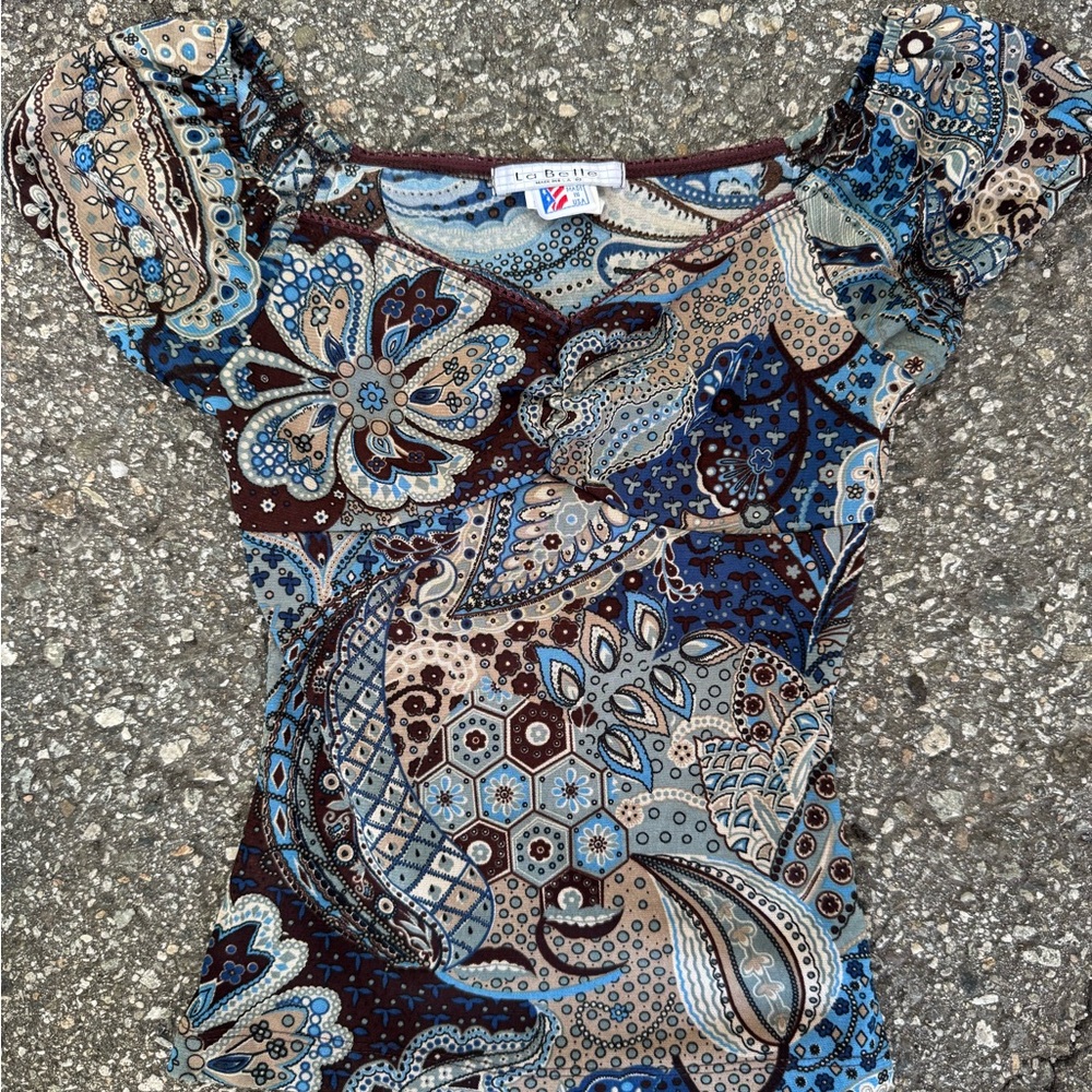 La Belle Vintage 2000s Paisley Top Medium Made in USA